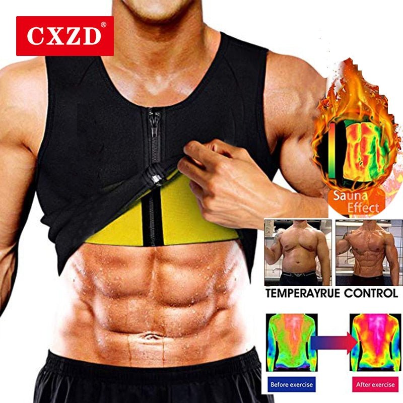Men Neoprene Sauna Suit Hot Body Shaper Corset for Weight Loss with Zipper Waist Trainer Vest Tank Top Workout Shirt image 1