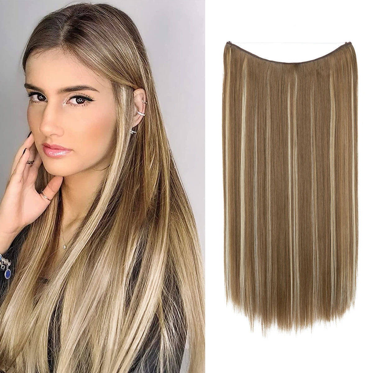 SARLA Halo Invisible Wire Synthetic Hair Extension-No Clip image 36