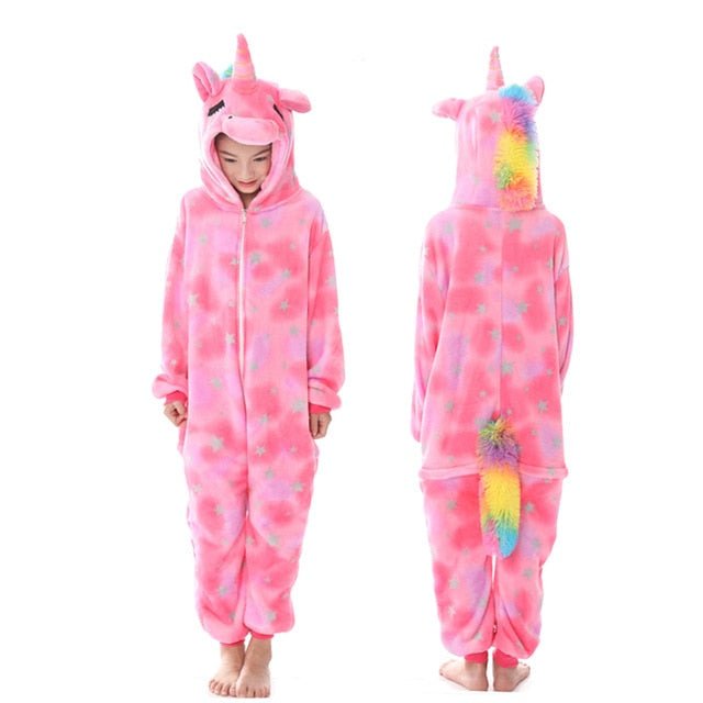 Winter Unicorn Onesies Pajamas | Kids Flannel Warm Jumpsuit SleepWear image
