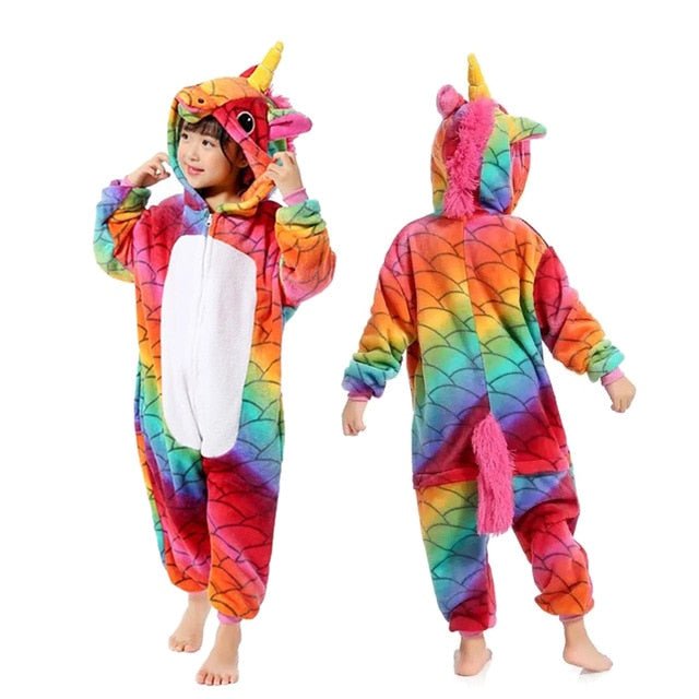 Winter Unicorn Onesies Pajamas | Kids Flannel Warm Jumpsuit SleepWear image