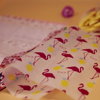 50Pcs/Lot Wax Paper Food Grade Grease Paper Food Wrappers |Wrapping Paper For Bread Sandwich Burger Fries | Oilpaper Baking Tools - Flamingo without Box image