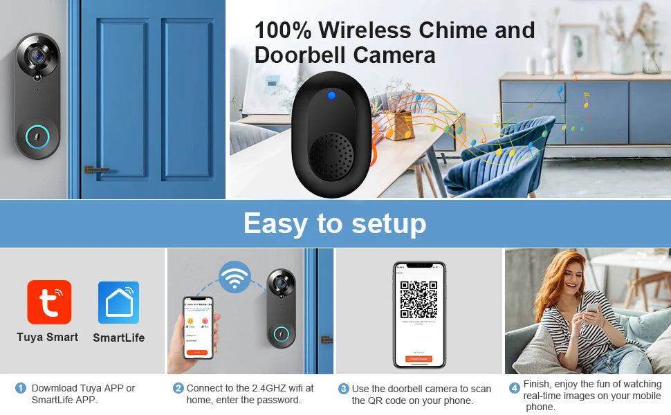 1080P Wireless Video Doorbell Camera ‚Äì WiFi Smart Doorbell with Motion Detection, Night Vision & Tuya Smart Home Integration image 10
