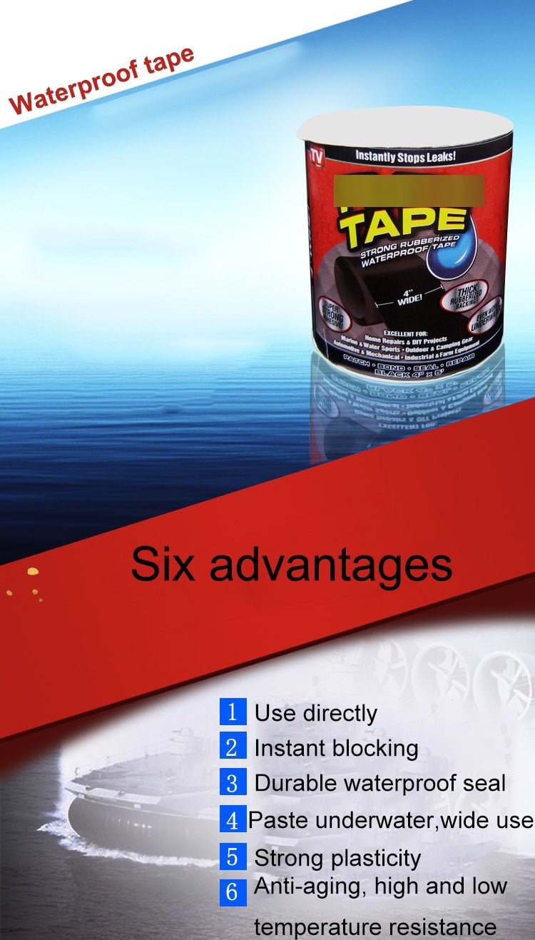1.52m Adhesive Super Strong Fiber Waterproof Stop Leaks Repair Tape Seal image 1