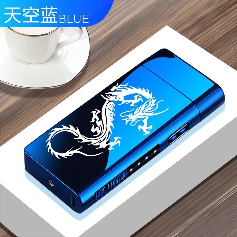 New Double Plasma Windproof Electric Arc Cigarette Lighter - A7-Dragon image