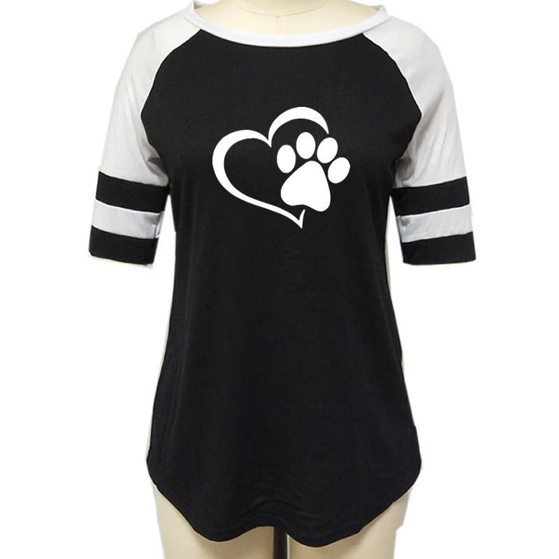 Love Dog Paw Print T-Shirt for Women image 1
