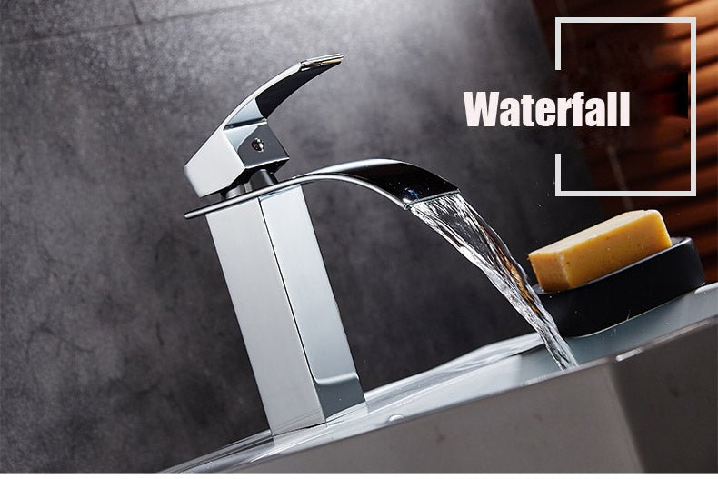 Deck Mount Waterfall Bathroom Faucet Vanity Vessel Sink Mixer Tap Cold Hot Water Tap image 35