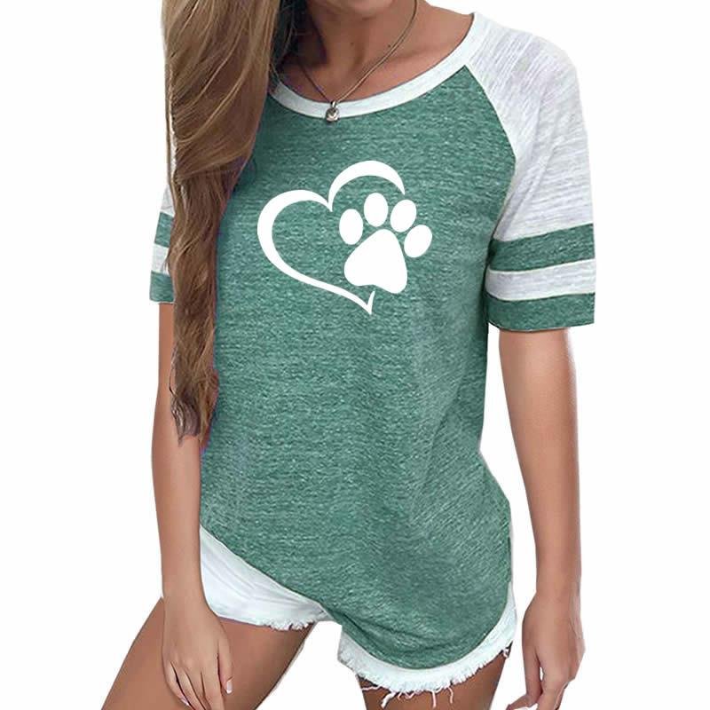 Love Dog Paw Print T-Shirt for Women image 0
