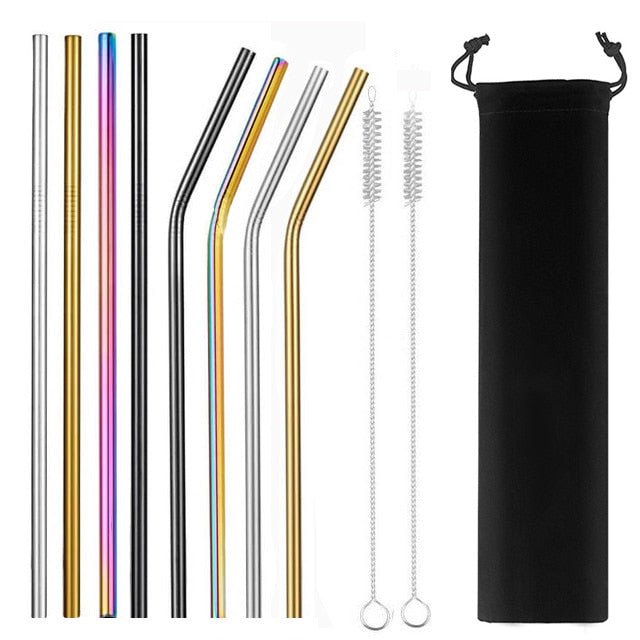 Colorful Reusable Stainless Steel Drinking Straw With Cleaning Brush image 0
