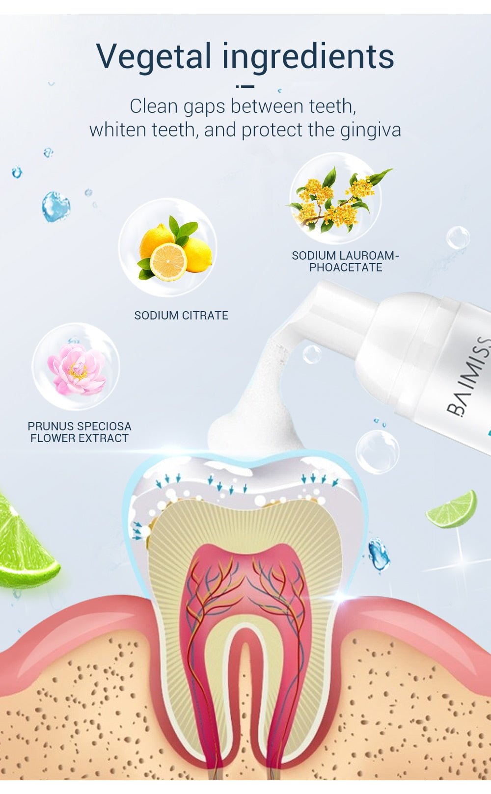 BAIMISS Fresh Shining Tooth-Cleaning Mousse Teeth Whitening Toothpaste image 9