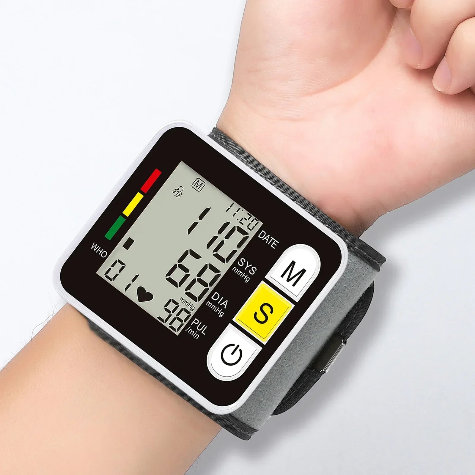 Automatic Digital LCD Wrist Blood Pressure Monitor ‚Äì Tensiometer & Pulsometer for Family Health Diagnostics image 0