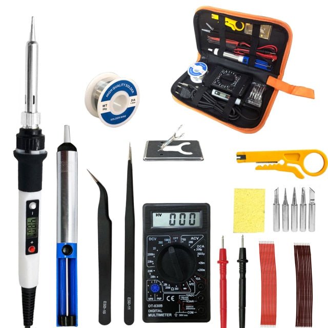 80W Digital Electric Soldering Iron 220V 110V Temperature Adjustable LCD display Solder welding iron tool kit - 110V US plug, 80w white set2 image