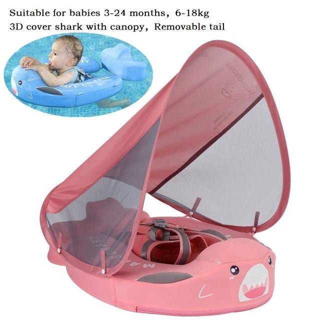 Non-Inflatable Baby Smart Swimming Float Ring Trainer with Sunshade image 7