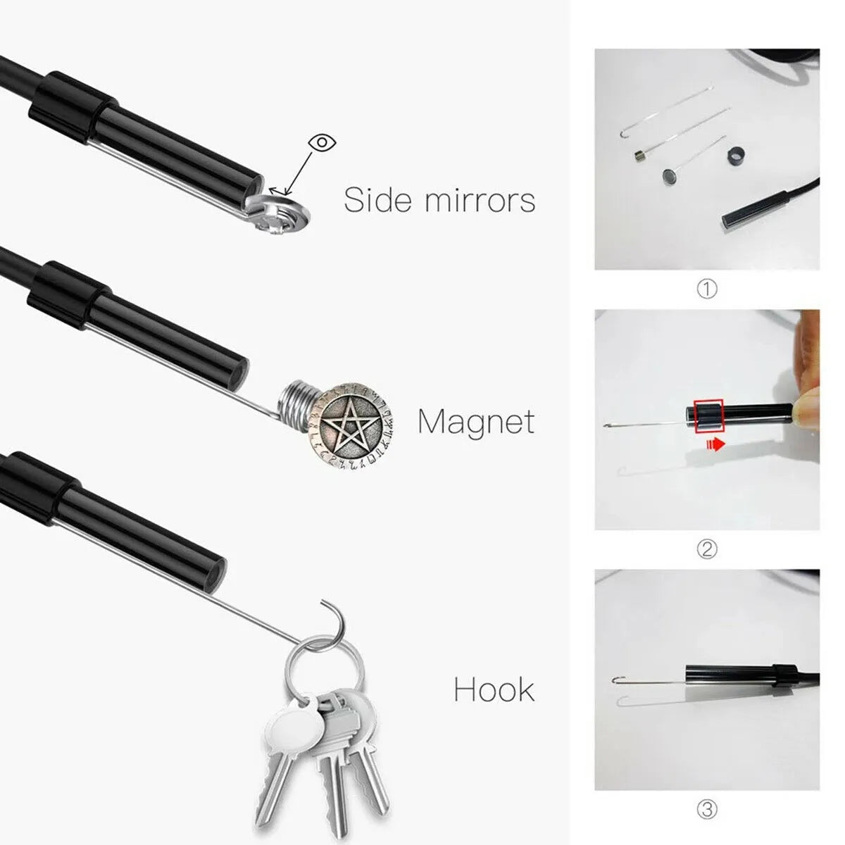 5.5mm Sewer Industrial Endoscope Piping Endoscopy Type C Flexible Snake Mini Camera 3 in 1 Automotive Borescope for Android image 4