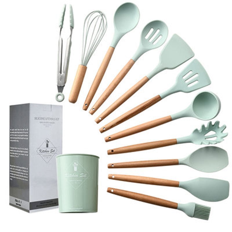 Heat Resistant Non-Stick Silicone Kitchenware Cooking Utensils Set With Storage Box Tools image 29