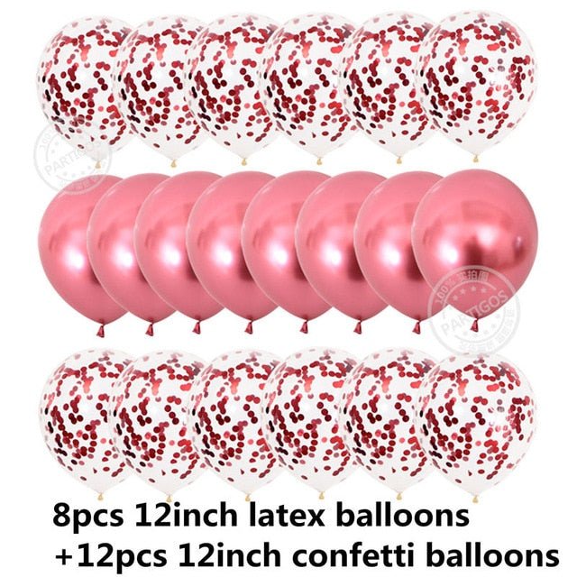 20pcs Confetti Chrome Birthday Party Decors Wedding Decoration New Year Balloon Set image