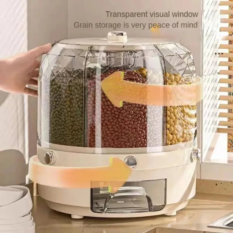 360 Degree Rotating Rice Dispenser Food Container Storage Box image 2