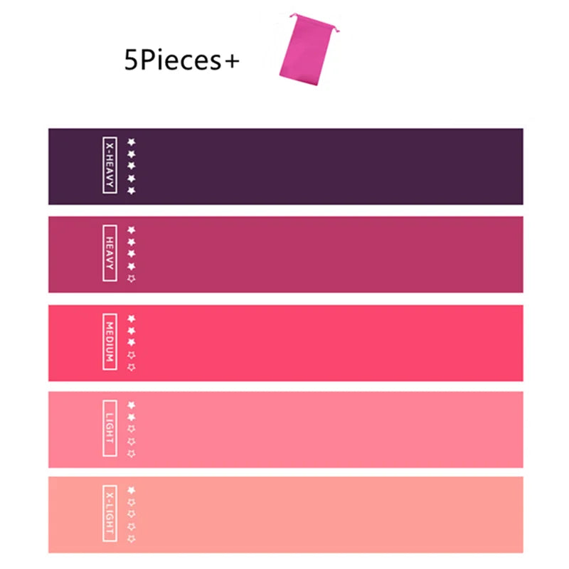 Yoga and Exercise Resistance Bands Set ‚Äì 5 Durable Bands for Strength, Flexibility, and Fitness Training - 5 colors with bag image