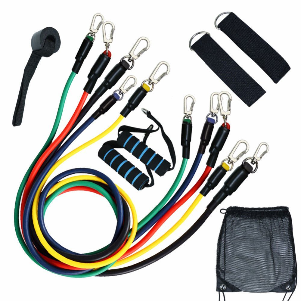 11PCS Stretch Resistance Bands Training Expander Elastic Tube Set image 5
