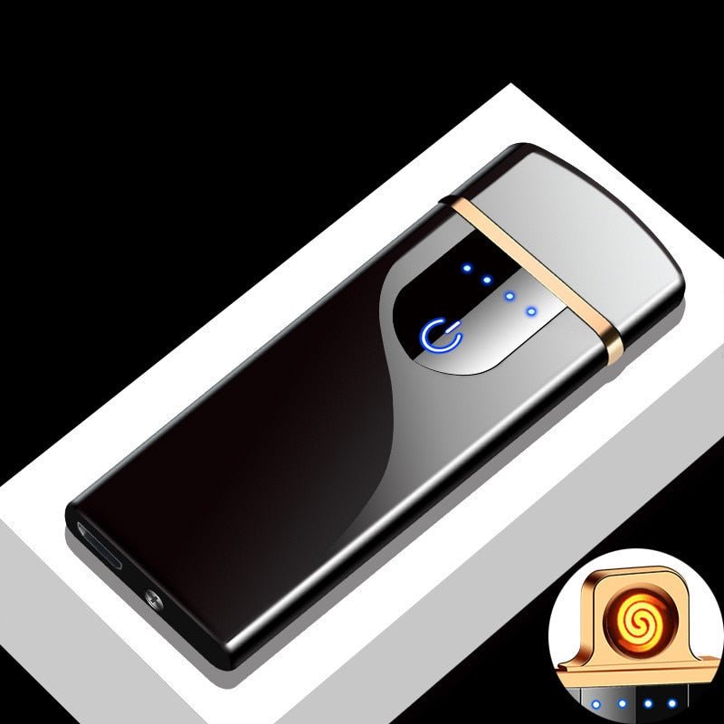 New Double Plasma Windproof Electric Arc Cigarette Lighter - C1-Black image