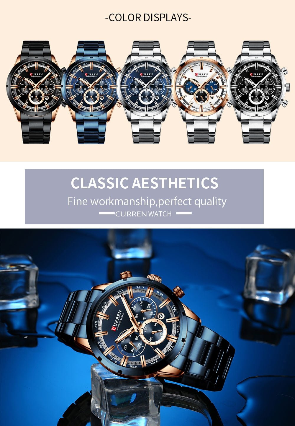 Mens Classy Watch Blue Dial Stainless Steel Band Date Mens Business Male Watches Waterproof Luxuries Men Wrist Watches for Men image 15