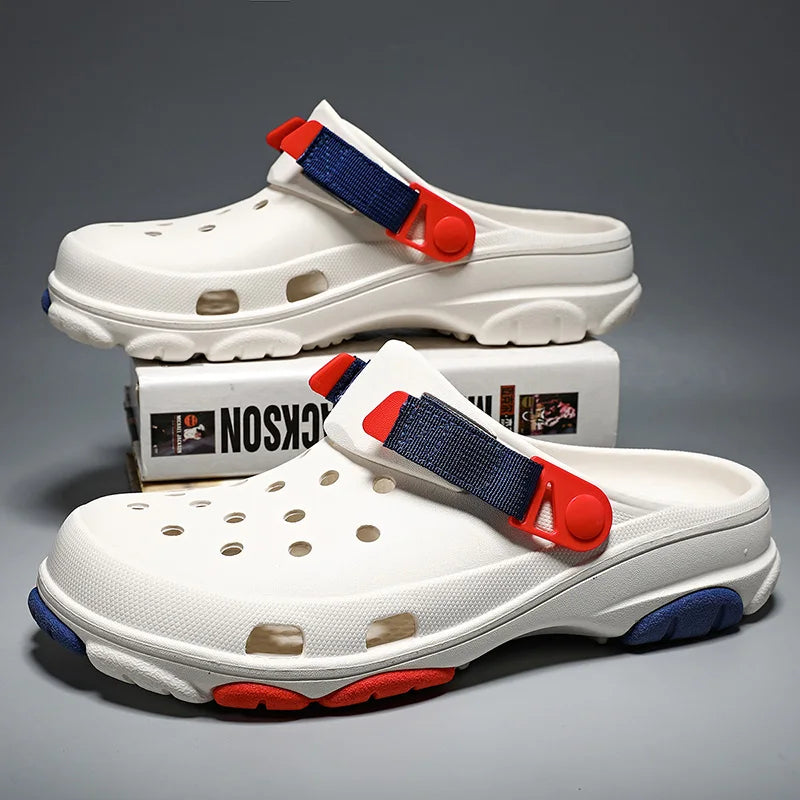Classic Summer Men’s Sandals | White Comfortable Women’s Clogs | Beach Shoes | Sandals Slip-on Outdoor Sneakers image 0