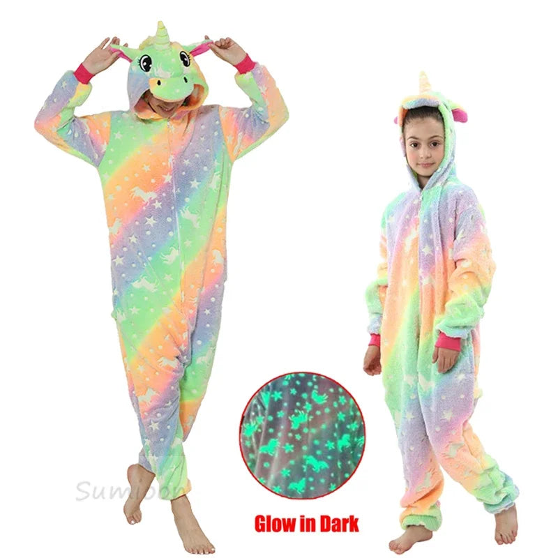 Kigurumi Unicorn Pajamas ‚Äì Kids‚Äô Animal Onesies for Boys & Girls, Warm Winter Homewear image