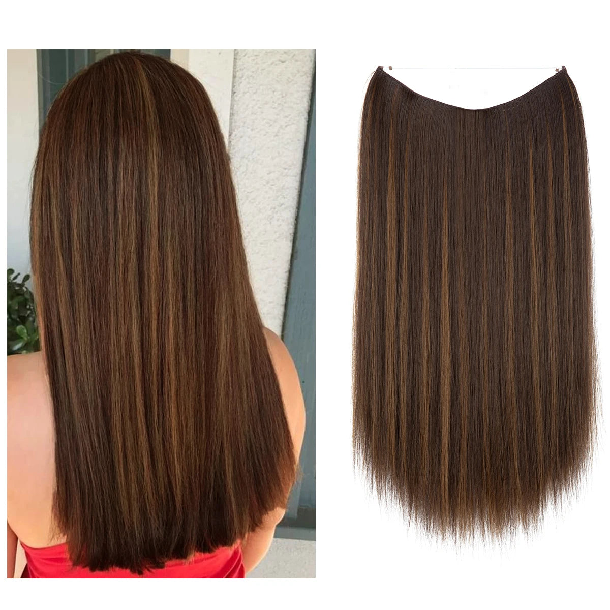 SARLA Halo Invisible Wire Synthetic Hair Extension-No Clip image 42