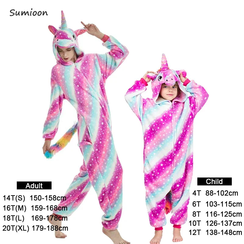 Kigurumi Unicorn Pajamas ‚Äì Kids‚Äô Animal Onesies for Boys & Girls, Warm Winter Homewear image