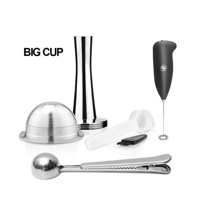 Stainless Steel Refillable Reusable Coffee Capsule Pod Set For Nespresso Vertuo Plus /Vertuoline GCA1 /Delonghi ENV135 image