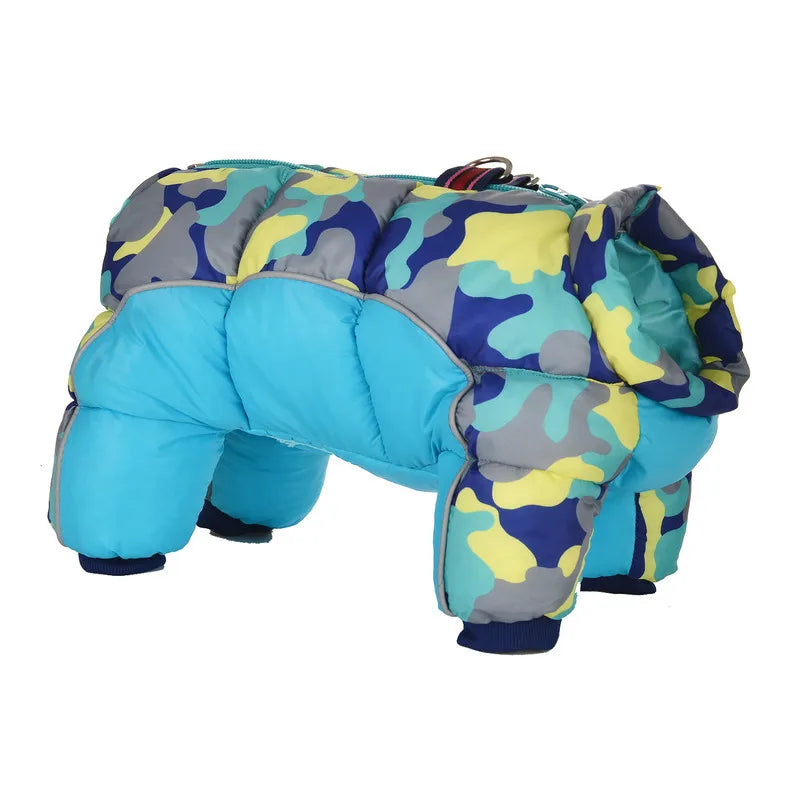 New Dog Clothing | Autumn and Winter Pet Camo Cotton Coat Waterproof and Cold Resistant Dog Coat Jacket Four Legged Cotton Coat image 7