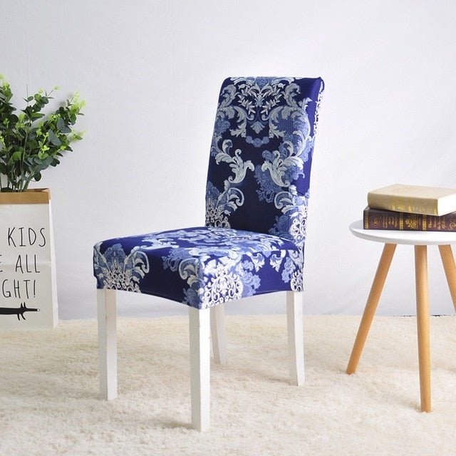 Spandex Desk Chair Seat Slipcovers - Dark Blue, universal sizes image