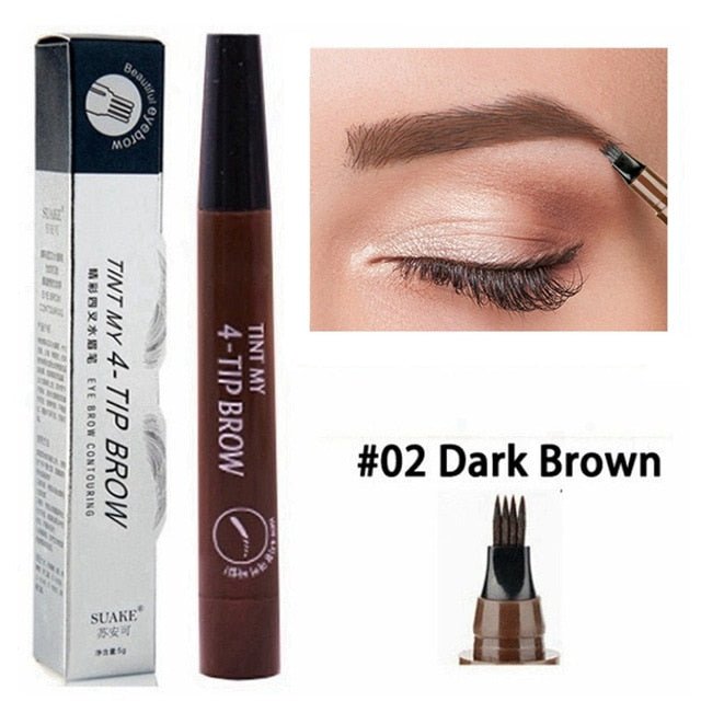5 Colors Waterproof Eyebrow Tattoo Pencil Cosmetic | Long Lasting Natural Dark Brown Liquid Eye Brow Pencil - 02Dark Brown image