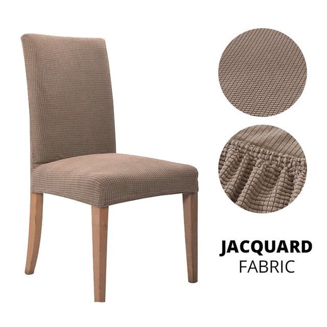 Elegant Jacquard Spandex Dining Chair Cover ‚Äì Stretch Fit for Weddings & Events - Style 1 brown, 1 pcs image