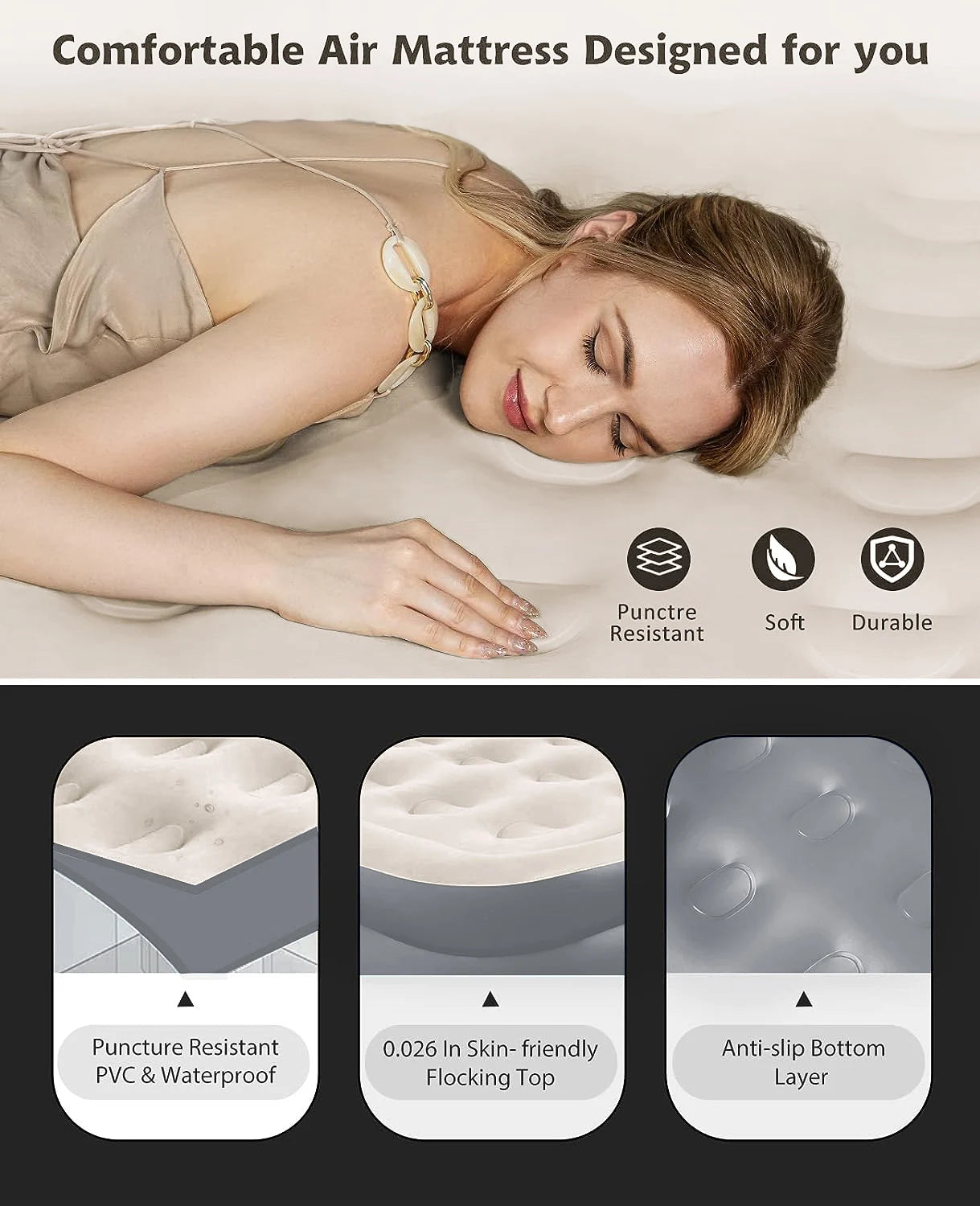 Elevated Air Mattress with Built-In Electric Pump & Pillow – Perfect for Home, Guests & Camping image 2