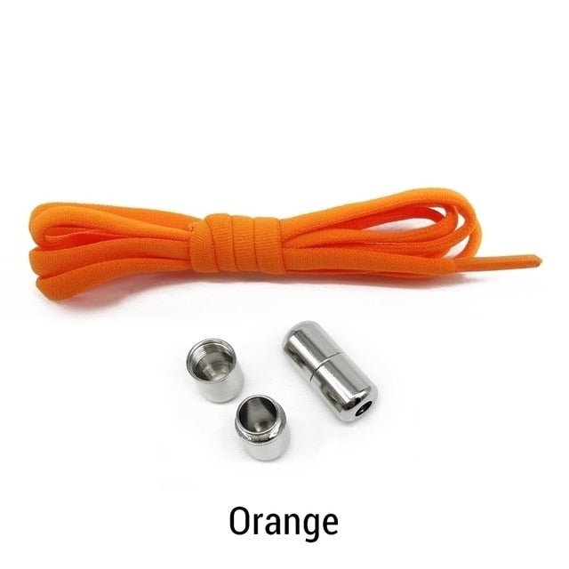 Elastic No Tie Semicircle Metal Lock Shoe Laces For Kids and Adult Sneakers and All Shoes - orange image