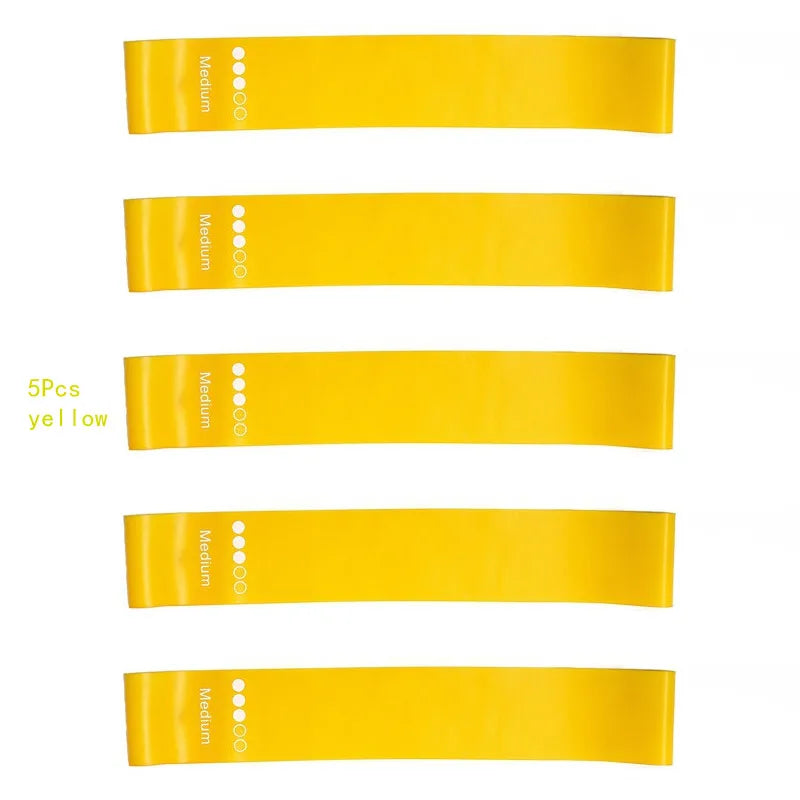 Yoga and Exercise Resistance Bands Set ‚Äì 5 Durable Bands for Strength, Flexibility, and Fitness Training - 5pcs yellow image