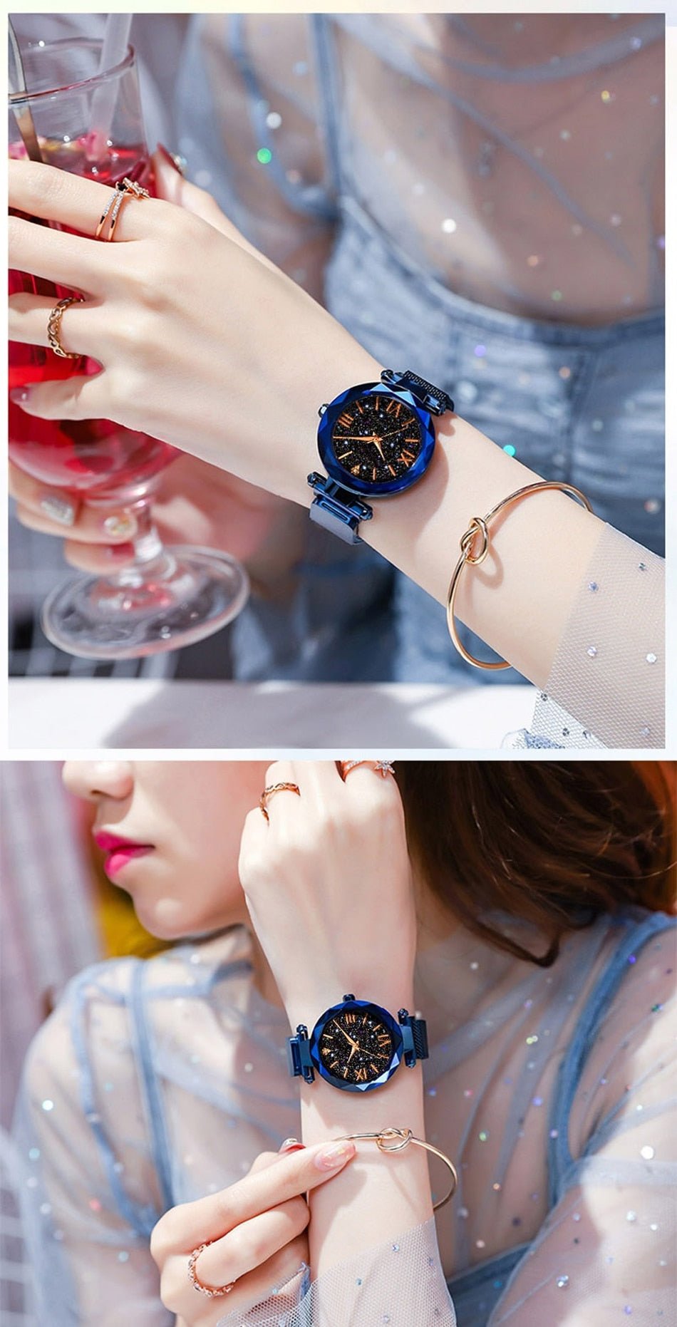 Luxury Women's Magnetic Starry Sky Quartz Wrist Watch Quartz image 11