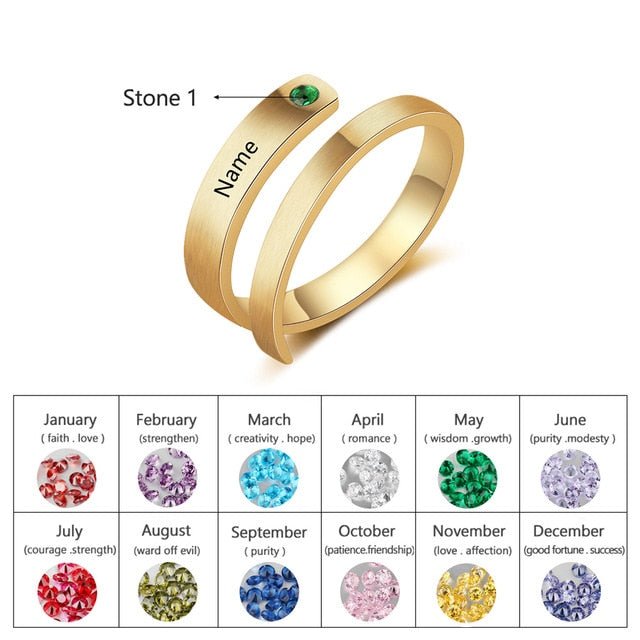 Personalized Custom Engraved Birthstone Rings for Women image 6