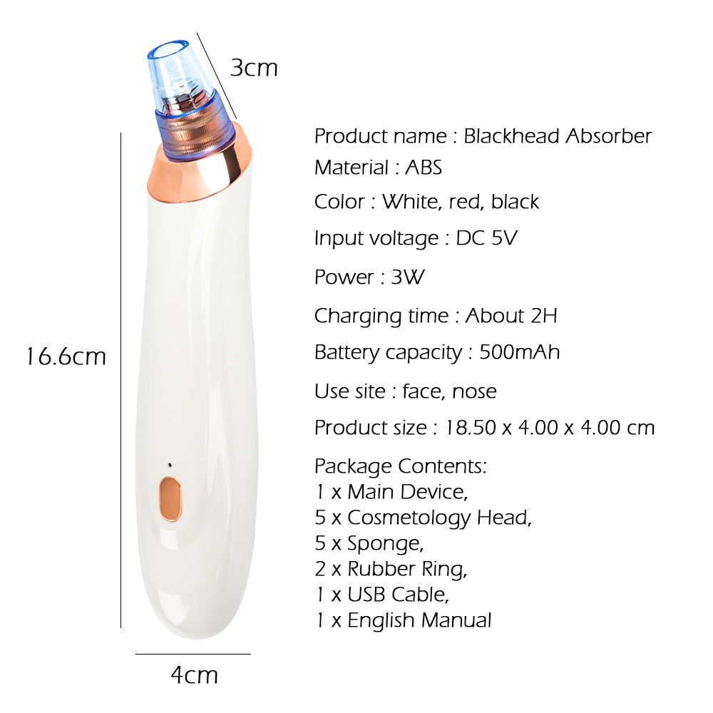 Face Acne Black Dot Pimple Blackhead Remover | Electric Microcrystalline Blackhead Vacuum Skin Care Machine image 7