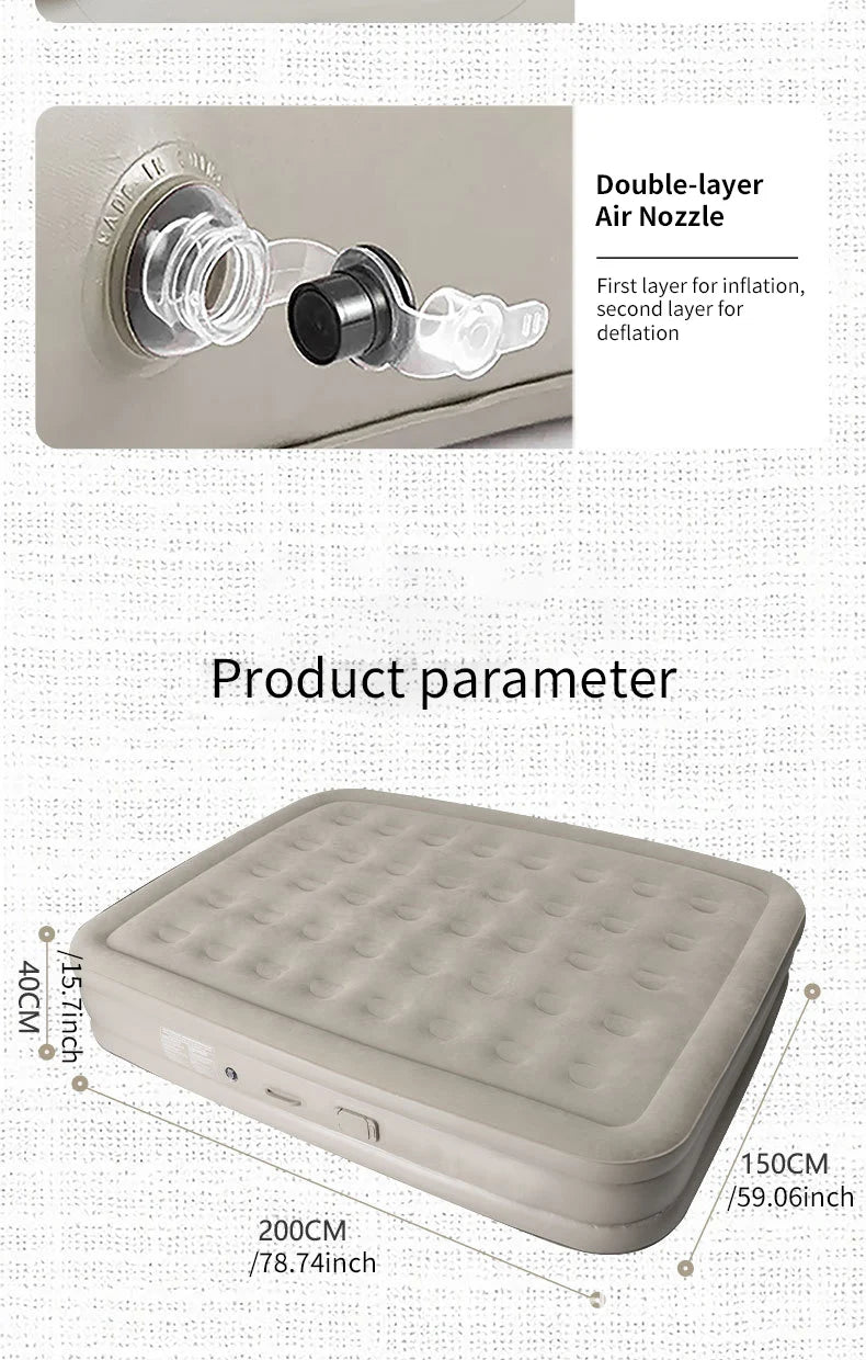 Luxury Inflatable Glamping Mattress – Thickened 2-Person PVC Camping Bed with Built-In Pump image 16