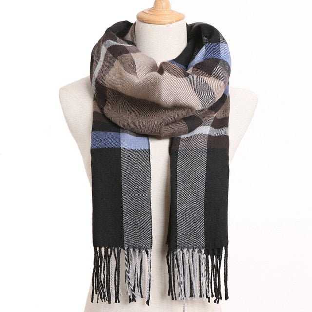 VIANOSI Plaid Winter Scarf for Women | Warm Foulard Solid Scarves | Casual Cashmere Scarfs - 41, 190CM X 35CM image