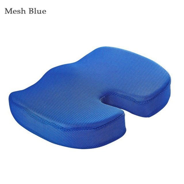 Orthopedic Hemorrhoid Seat Cushion Memory Foam Car Seat Cushion Set Slow Rebound Office Chair Waist Support Coccyx Pain Relief - Mesh Blue Seat image