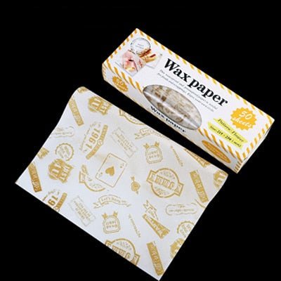 50Pcs/Lot Wax Paper Food Grade Grease Paper Food Wrappers |Wrapping Paper For Bread Sandwich Burger Fries | Oilpaper Baking Tools - Stamps with Box image