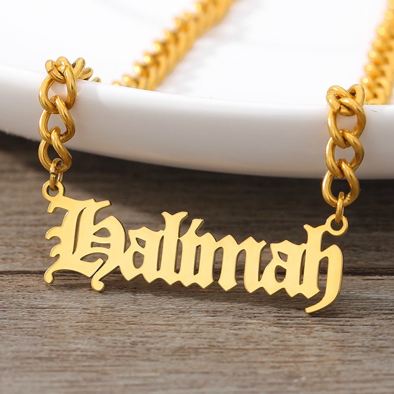 Personalized Gold Plated Stainless Steel Name Necklace ‚Äì Punk Style Jewelry for Women & Men image 6