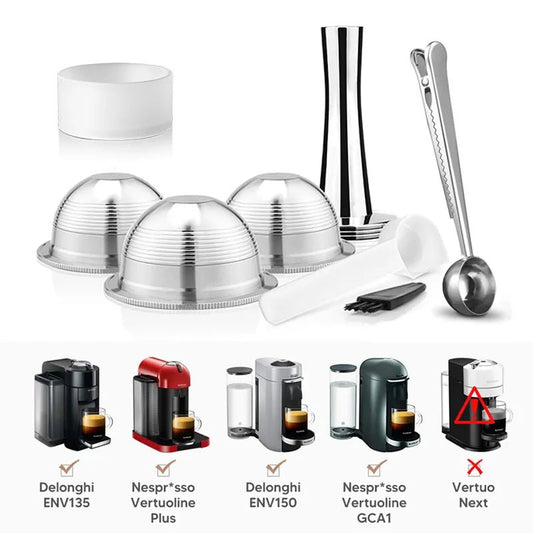 Reusable Capsule Pod for Nespresso Vertuo Vertuoline Coffee Maker Stainless Steel Refillable Espresso Coffee Filter Tamper image 0