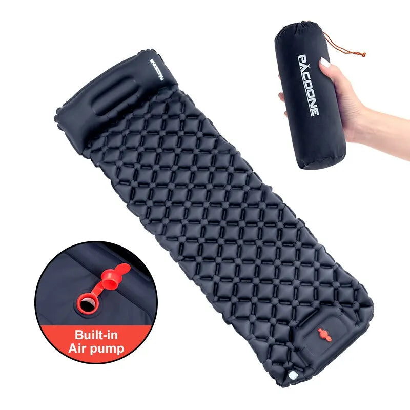 Ultralight Camping Inflatable Mattress with Pillow – Built-In Pump for Hiking & Outdoor Sleeping image 0