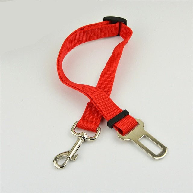 Pet Dog and Cat Car Seat Belt | Adjustable Harness Seatbelt | Lead Leash for Small Medium Dogs Travel Clip - red, 45-72cm width 2.5cm image