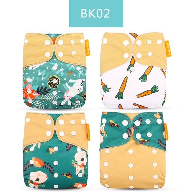 Happyflute Reusable and Washable Eco-Friendly Cloth Nappy Baby Diapers 4pc/set image 24