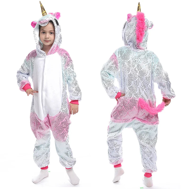 Kigurumi Children‚Äôs Animal Pajamas | Unicorn, Panda, Cat Winter Flannel Pajamas image 37
