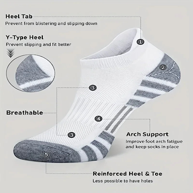 6 Pairs Ankle Athletic Running Socks Cushioned Cotton Breathable Low Cut Sports Tab Socks For Men And Women image 3
